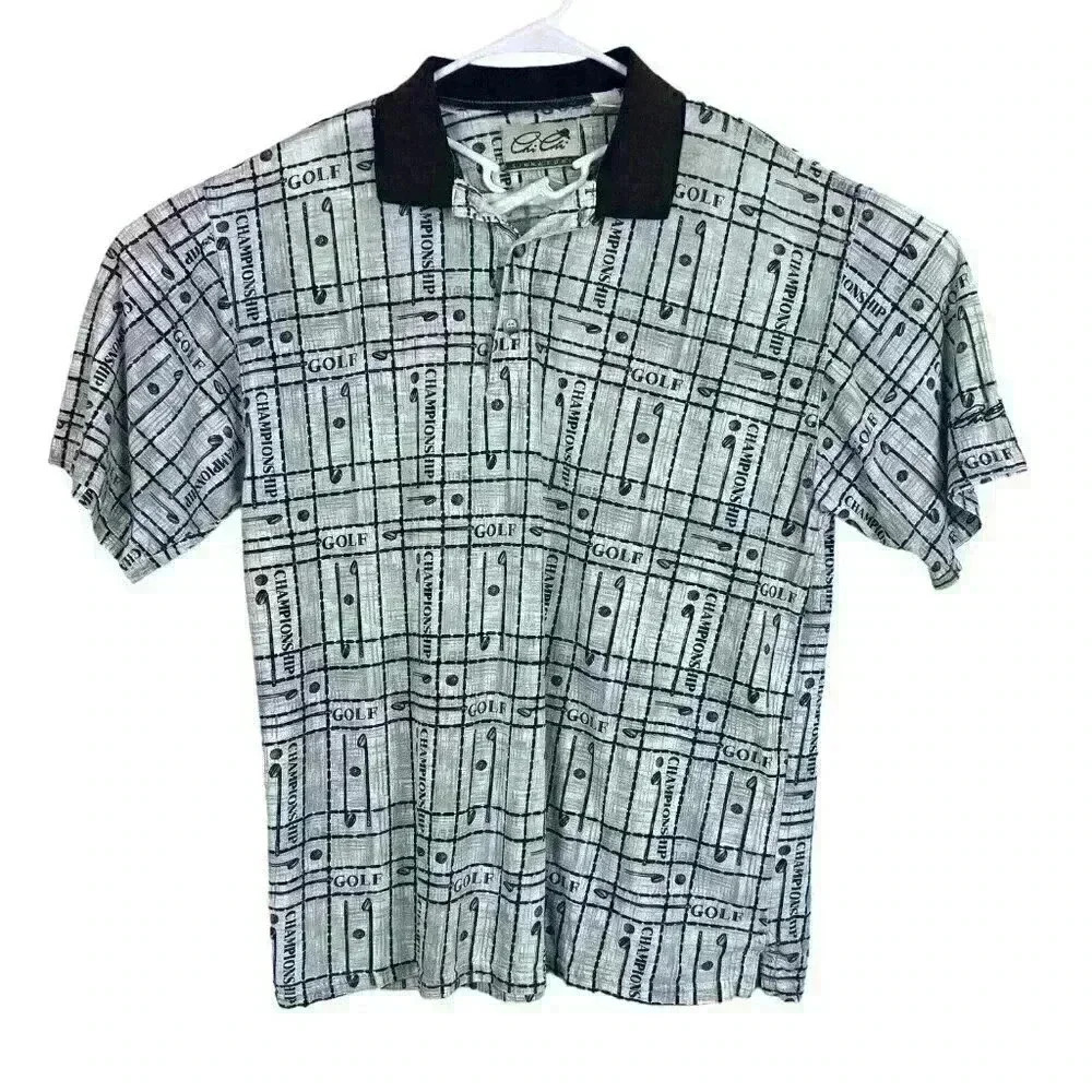 Vintage‎ Chi Chi Rodriguez Shirt Large Signature Short Sleeve Golf Polo Mens